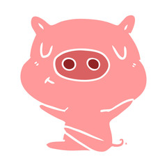 flat color style cartoon content pig