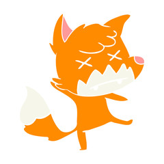 flat color style cartoon dead fox