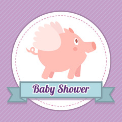 baby shower card with cute pig