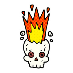 cartoon doodle exploding skull