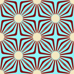 Naklejka premium asian style geometric floral seamless pattern in ivory blue brown