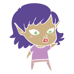 pretty flat color style cartoon elf girl