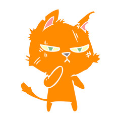 tough flat color style cartoon cat