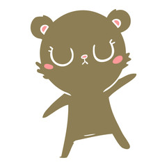 peaceful flat color style cartoon bear