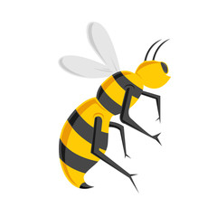 Bee icon. The isolated symbol of a bee against from honeycombs