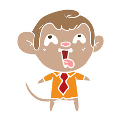 crazy flat color style cartoon monkey in shirt and tie