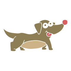 flat color illustration of a cartoon happy little dog