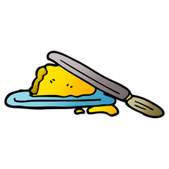 cartoon doodle butter and knife