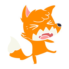 angry flat color style cartoon fox