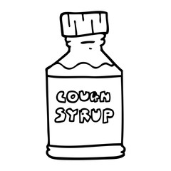 line drawing cartoon cough syrup