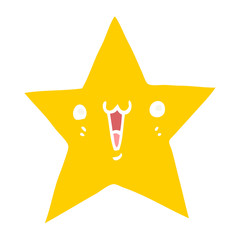 happy flat color style cartoon star