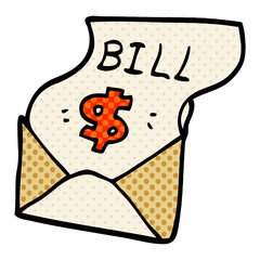 cartoon doodle bill in envelope