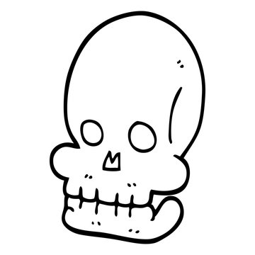 line drawing cartoon spooky skull