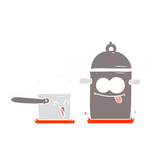 bubbling pans flat color style cartoon