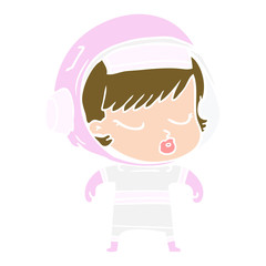 flat color style cartoon pretty astronaut girl
