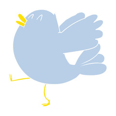 flat color style cartoon flapping bird