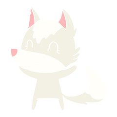 friendly flat color style cartoon wolf