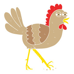 flat color illustration of a cartoon chicken