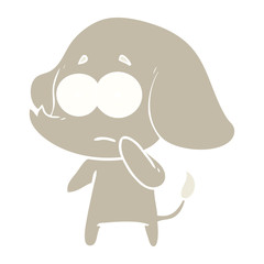 flat color style cartoon unsure elephant