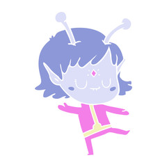 flat color style cartoon alien girl