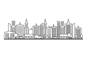 Naklejka premium Cityscape Skyline Street Road Line Design Ilustracja