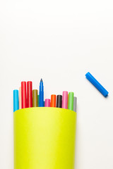 Colorful Felt Tip Pens isolated on a white background close up