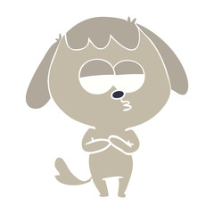 flat color style cartoon bored dog