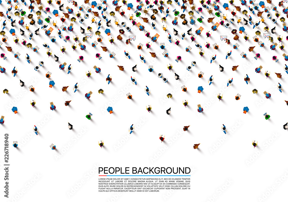 Wall mural A crowd of people on a white background, Business cover. Vector illustration