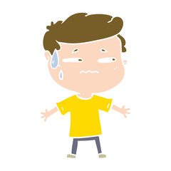 flat color style cartoon anxious man