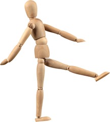 Wooden Mannequin Dummy Walking - Isolated