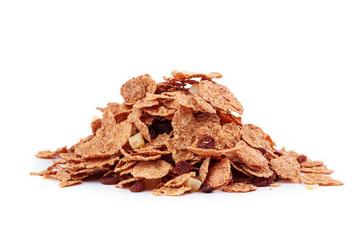 Corn flakes assortment isolated on white background