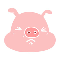 flat color style cartoon angry pig face