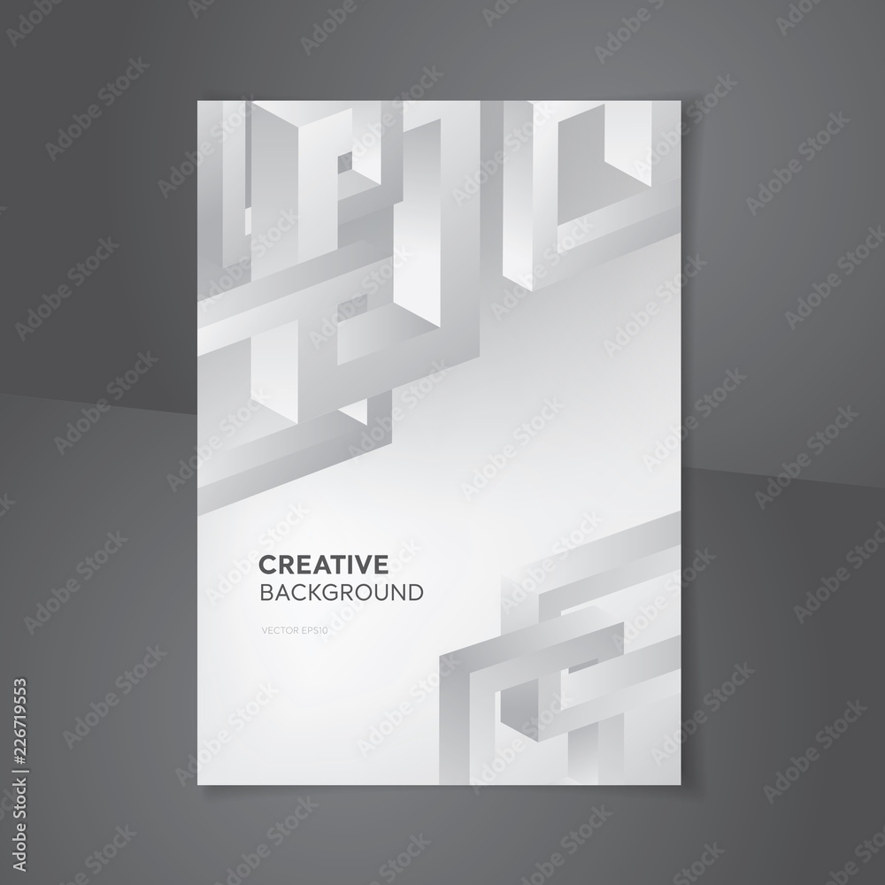 Wall mural White gray abstract gradient creative design book cover background