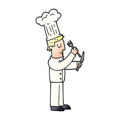 cartoon doodle chef with knife and fork