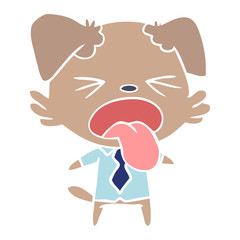 flat color style cartoon disgusted dog