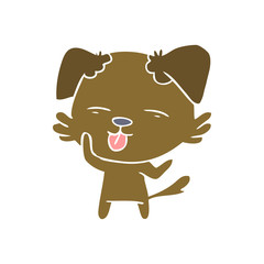 flat color style cartoon dog sticking out tongue