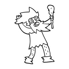 line drawing cartoon crazy caveman