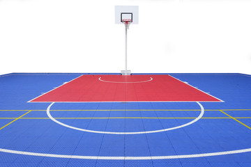 Basketball court on white background.