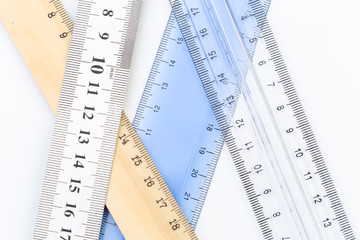 Set of measuring rulers isolated on white background