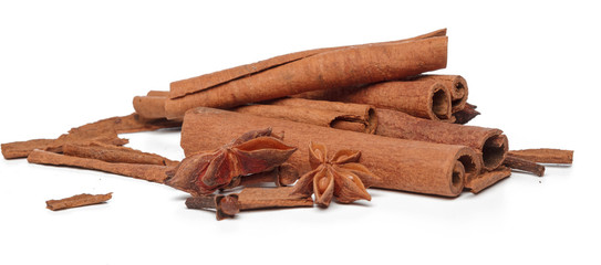 Cinnamon sticks isolated on white background
