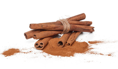 Cinnamon sticks isolated on white background