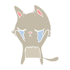crying flat color style cartoon cat