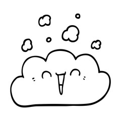 line drawing cartoon happy cloud
