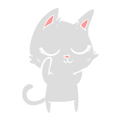 calm flat color style cartoon cat