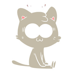 flat color style cartoon surprised cat