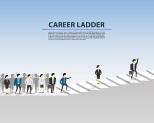 Career ladder business people on the white background. Vector illustration