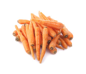 baby carrots on white background