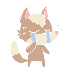 flat color style cartoon crying wolf