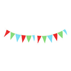 flat color illustration of a cartoon bunting flags