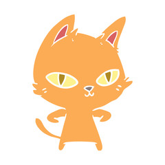 flat color style cartoon cat staring